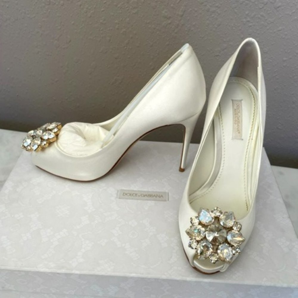 Size 6 Dolce & Gabanna  Crystal Peep Toed Wedding Style Shoes